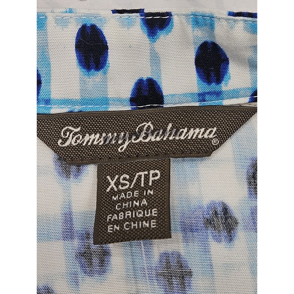 Tommy Bahama Womens XS Shirt Dress Blue Dot Matrix Print Resort Vacation - Picture 5 of 7